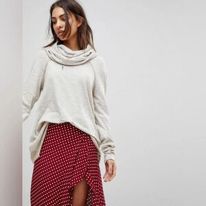 Free People Beach Cotton Cocoon Cowl Neck Pullover